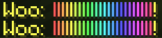 The result of parsing two examples with lower saturation, shown in-game in the Minecraft client's chat window